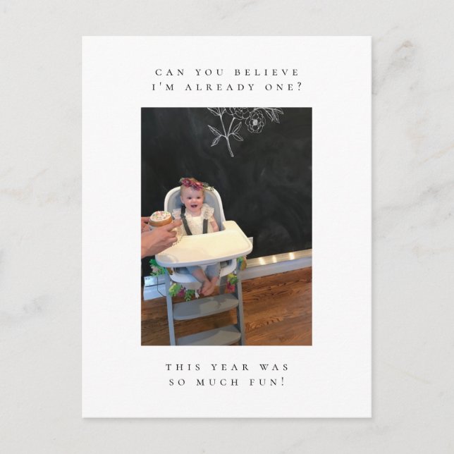 carte de remerciement photo pour le premier annive (Devant)