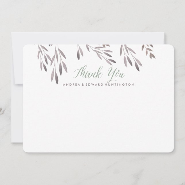 Carte de remerciement plat de mariage aux fleurs s (Devant)