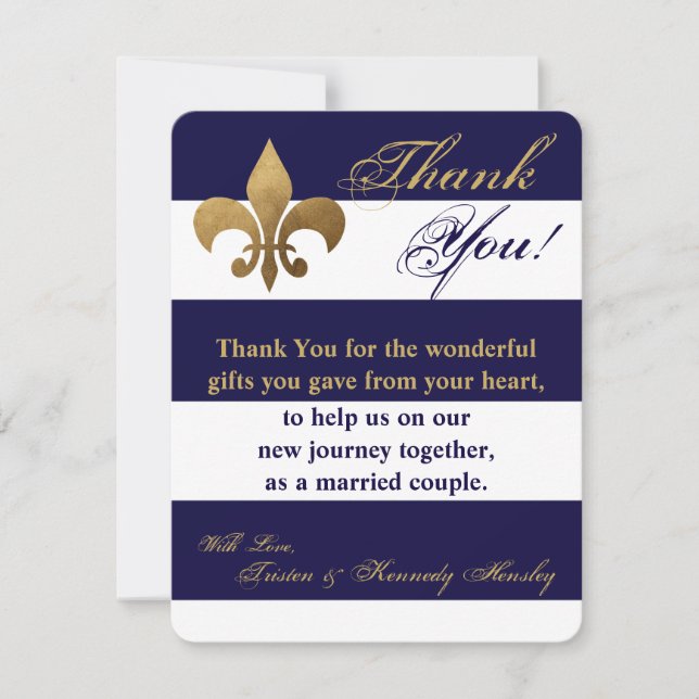 Carte de remerciement plate 4x5 rayure moderne ble (Devant)