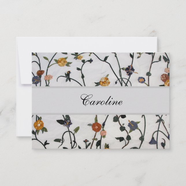 Carte de remerciement plate aux vignes brodées (Devant)