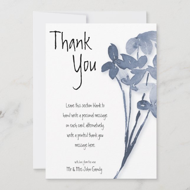 Carte de remerciement plate pour mariage (Devant)