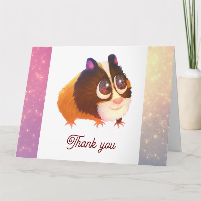 Carte de remerciement pliée avec un adorable anima (Devant)