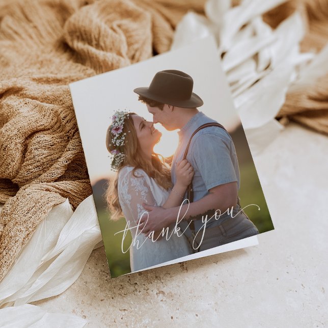 Carte de remerciement pliée - Écriture blanche (Créateur téléchargé)