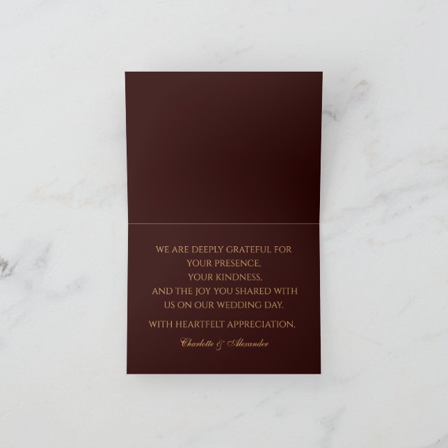 Carte de remerciement pliée en bordeaux profond ro (Intérieur)