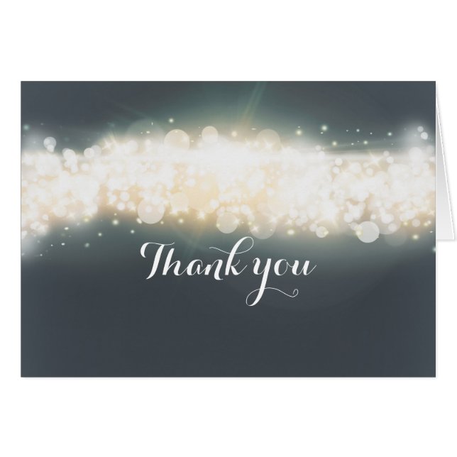 Carte de remerciement pliée Grey Sparkle Lights Sk (Devant Horizontal)