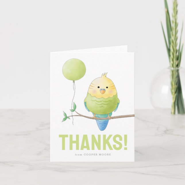Carte de remerciement pliée pour anniversaire de p (Devant)