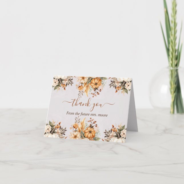 Carte de remerciement pliée pour douche de mariée  (Devant)