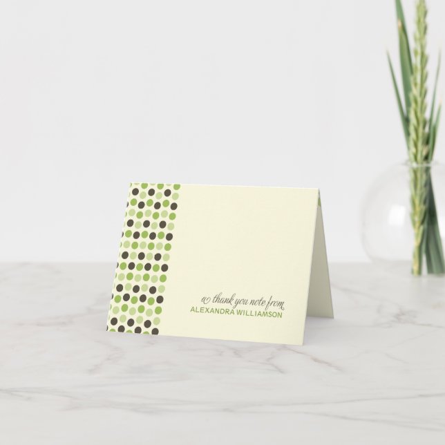 Carte de remerciement Pois tendance {TBA} (pomme) (Devant)