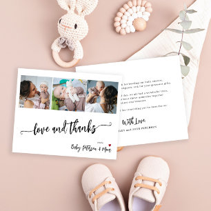Carte de remerciement pour 3 photos de baby shower