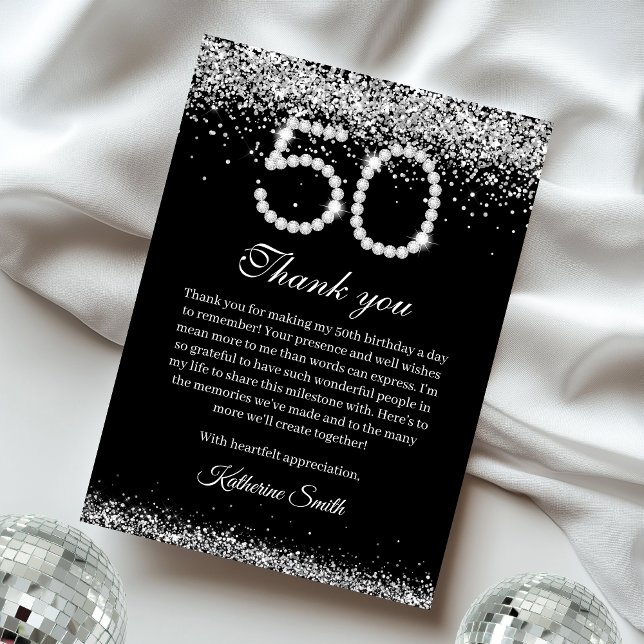 Carte de remerciement pour 50e anniversaire Elegan (Créateur téléchargé)