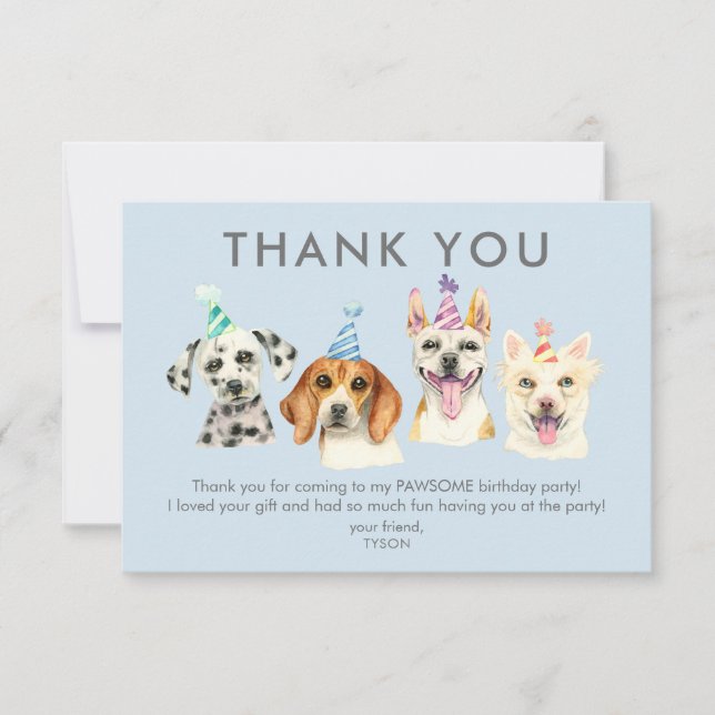Carte de remerciement pour anniversaire de chien d (Devant)