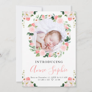 Carte de remerciement pour annonce de naissance à 