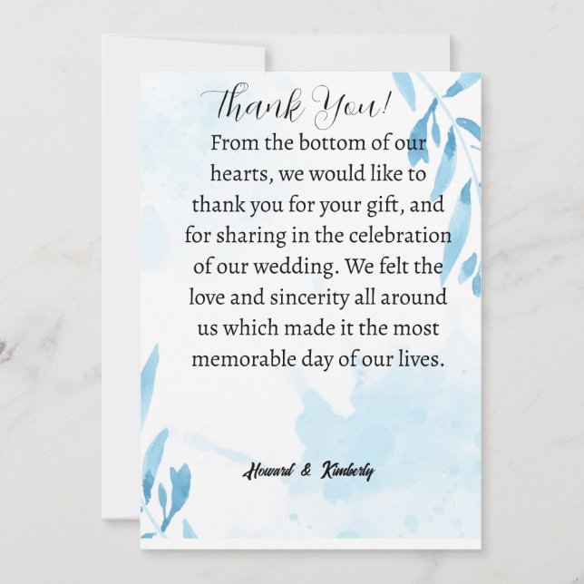 Carte de remerciement pour assister à un mariage (Devant)