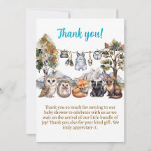 carte de remerciement pour baby shower animaux de