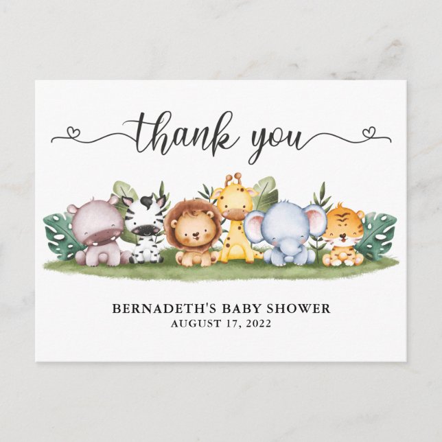 Carte de remerciement pour Baby Shower aquarelle a (Devant)