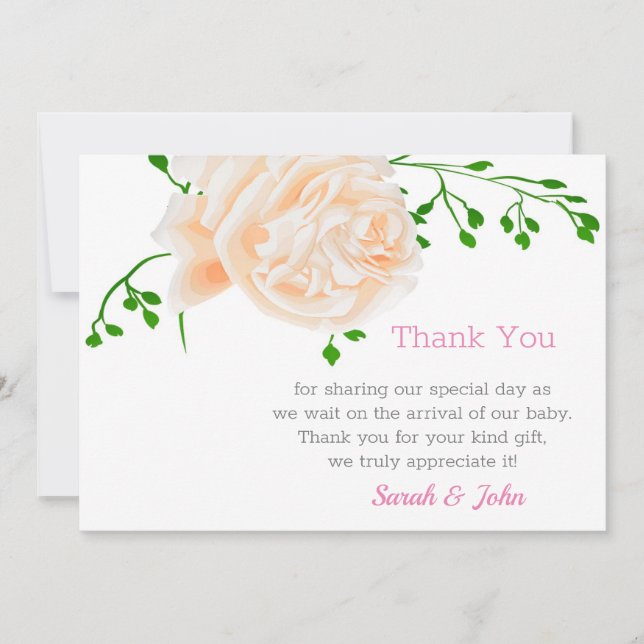 Carte de remerciement pour baby shower aquarelle f (Devant)