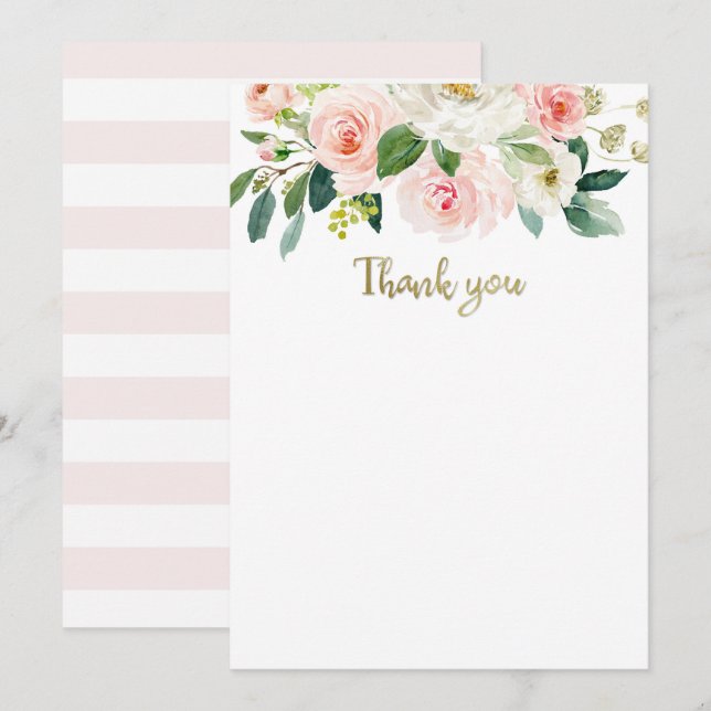 Carte de remerciement pour Baby Shower aquarelle r (Devant / Derrière)