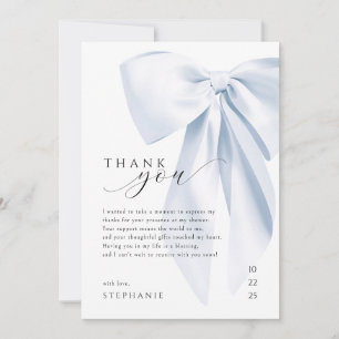 Carte de remerciement pour Baby Shower au ruban bl