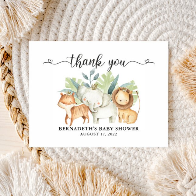 Carte de remerciement pour Baby Shower avec animau (Créateur téléchargé)