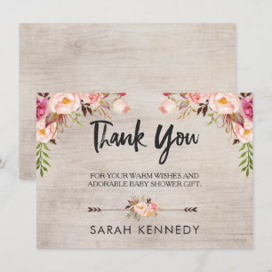 Carte de remerciement pour Baby Shower Bohème Rust