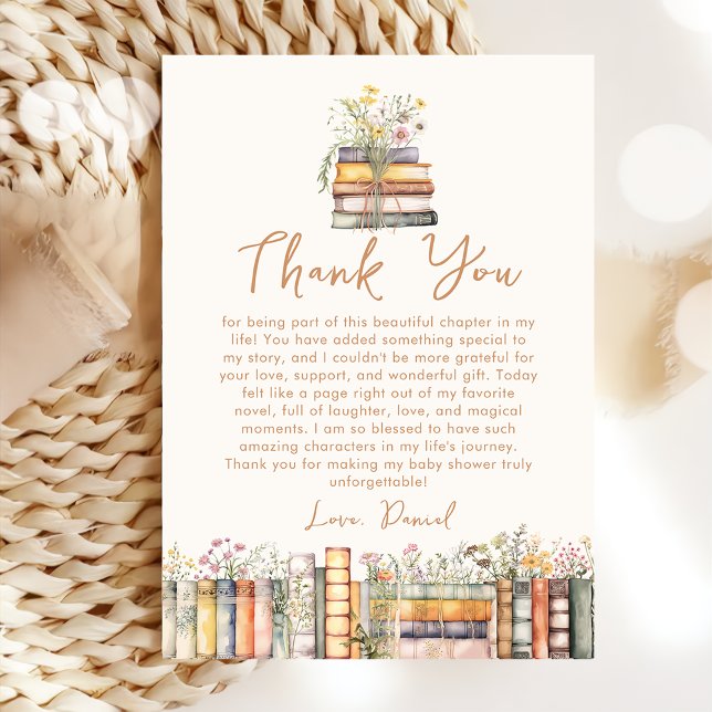 Carte de remerciement pour Baby Shower de livre (Créateur téléchargé)