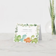 Carte de remerciement pour Baby Shower Dinosaures