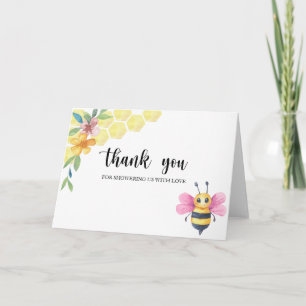 Carte de remerciement pour baby shower fille abeil