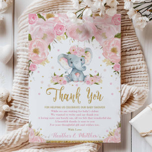 Carte de remerciement pour Baby Shower Fille Fleur
