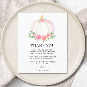 Carte de remerciement pour Baby Shower fille thème