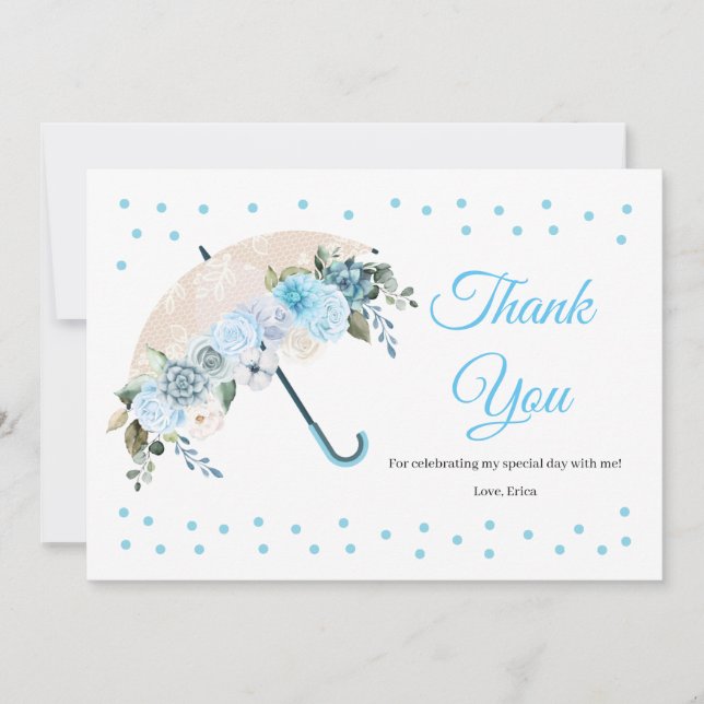 Carte de remerciement pour Baby Shower parapluie f (Devant)