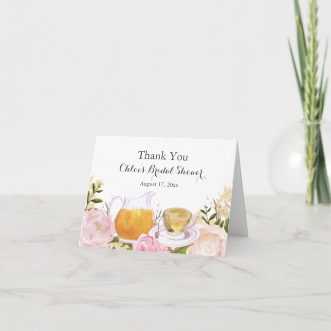 Carte de remerciement pour Baby Shower Rose Rose t (Devant)