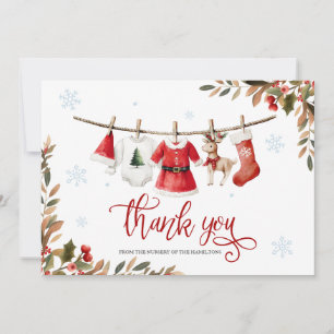 Carte de remerciement pour Baby Shower Santa Baby 