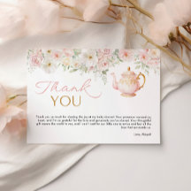 Carte de remerciement pour Baby Shower Tea Party