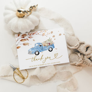 Carte de remerciement pour Baby Shower Truck Fall
