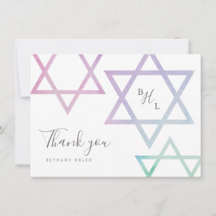 Carte de remerciement pour Bat Mitzvah à monogramm