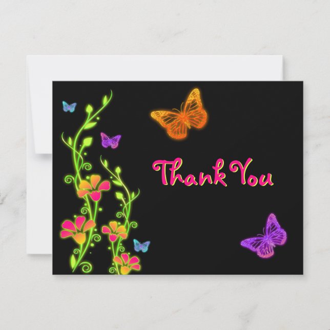 Carte de remerciement pour Bat Mitzvah Neon Bright (Devant)