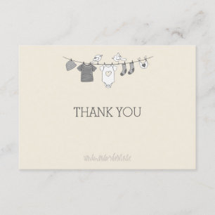 Carte de remerciement pour bébé à la corde à linge