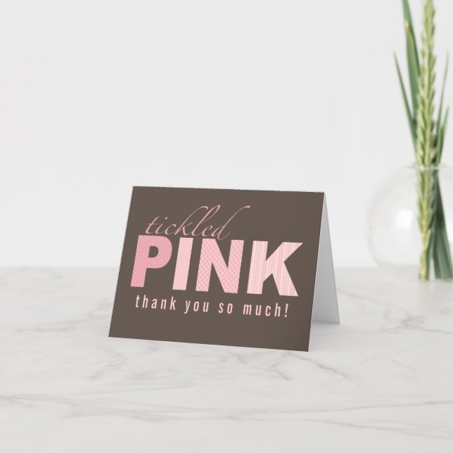 Carte de remerciement pour bébé rose Ticky Girl (Devant)