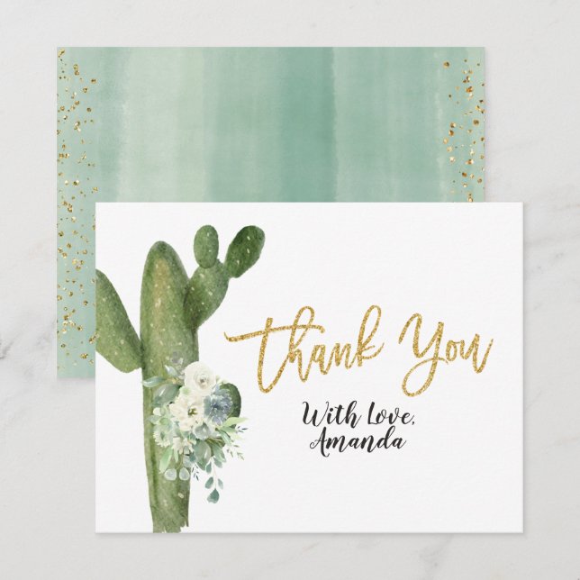 Carte de remerciement pour couples Cactus Taco 'bo (Devant / Derrière)