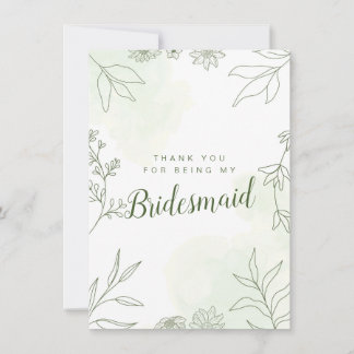 Carte de remerciement pour demoiselle d'honneur de