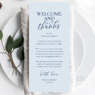 Carte de remerciement pour dîner de mariage Bienve