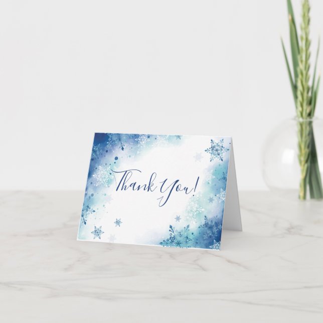 Carte de remerciement pour douche avec flocons de  (Devant)