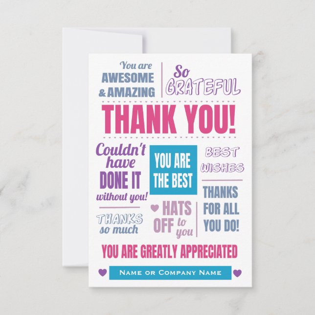 Carte de remerciement pour entreprise moderne (Devant)