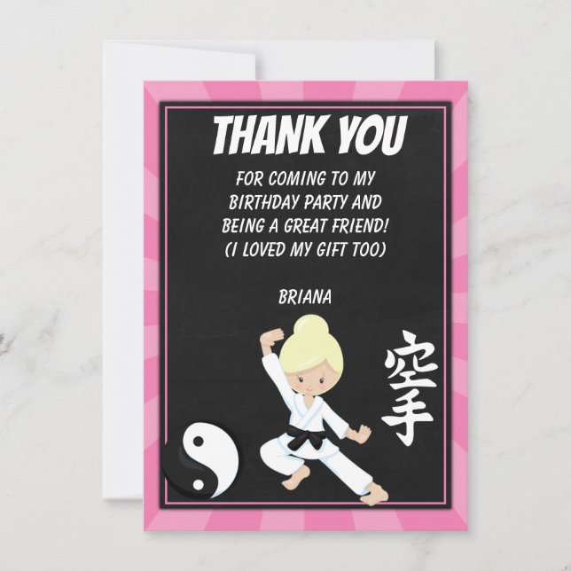 Carte de remerciement pour fille aux cheveux blond (Devant)