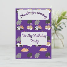 Carte de remerciement pour hamsters