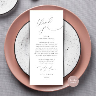 Carte de remerciement pour la décoration de table