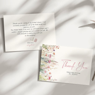 Carte de remerciement pour la douche de mariée Cha
