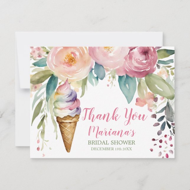 Carte de remerciement pour la fête de mariage She' (Devant)