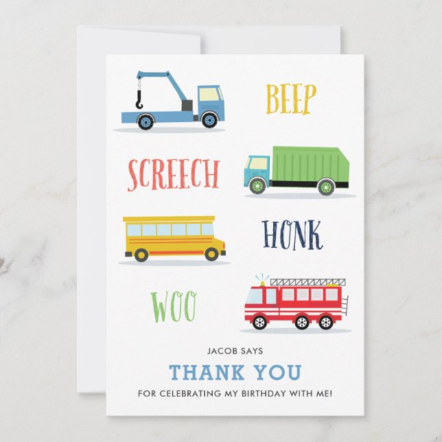 Carte de remerciement pour l'anniversaire d'un enf (Devant)