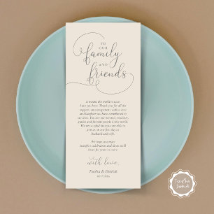 Carte de remerciement pour le dîner de mariage